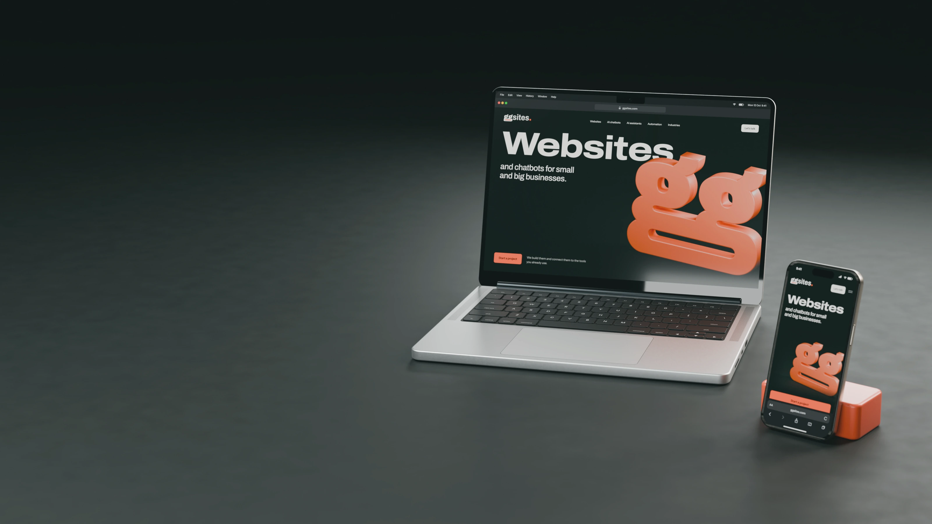 The GGSites homepage on a laptop and on a phone.