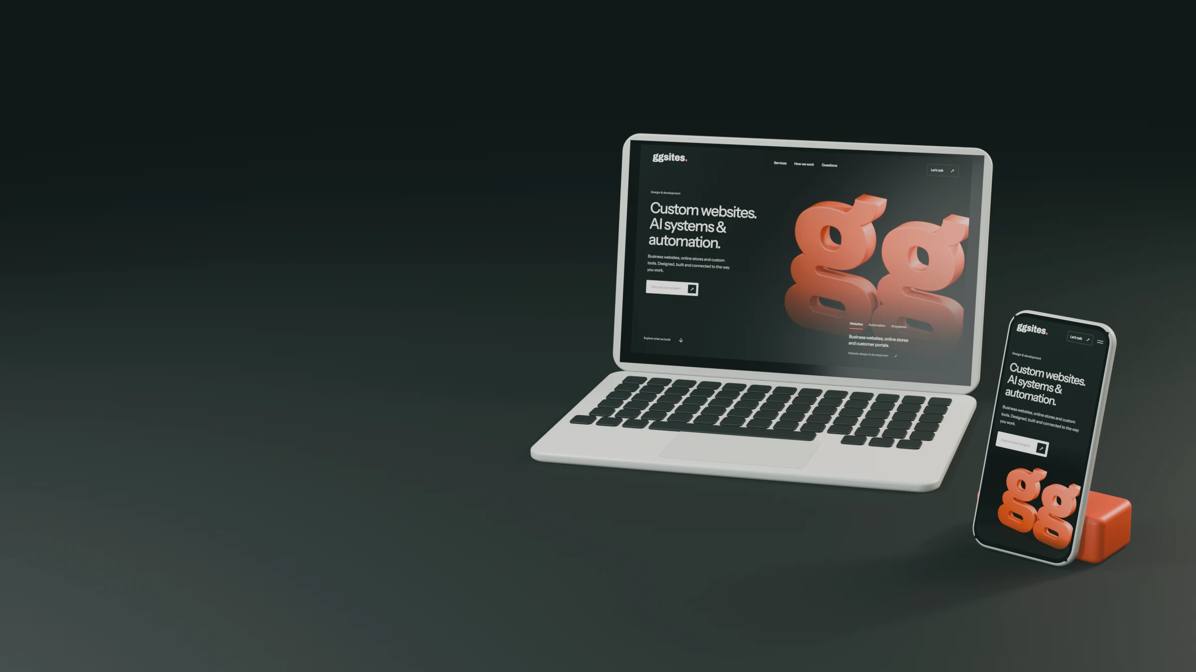The GGSites homepage on a laptop and on a phone.