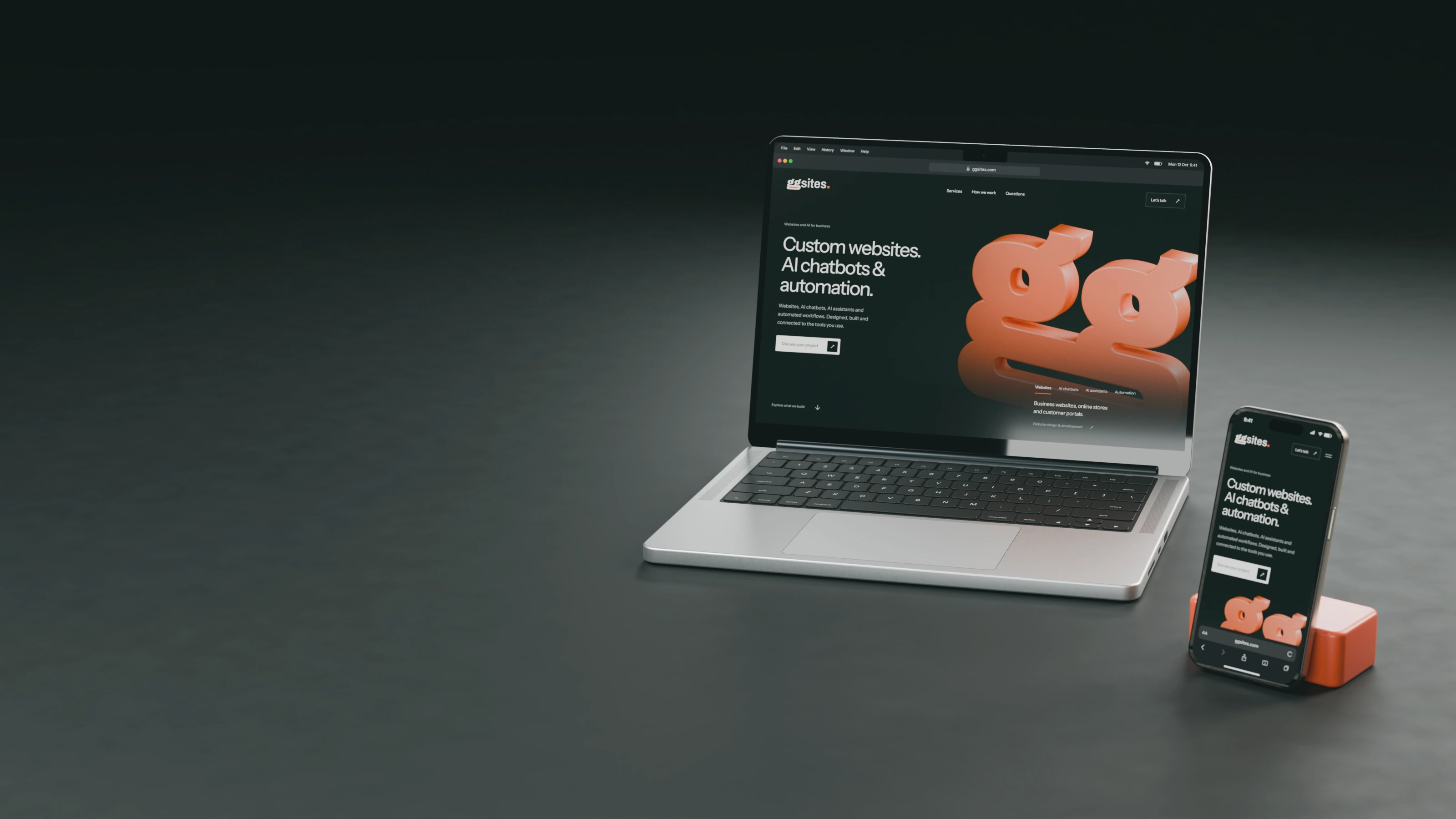 The GGSites homepage on a laptop and on a phone.