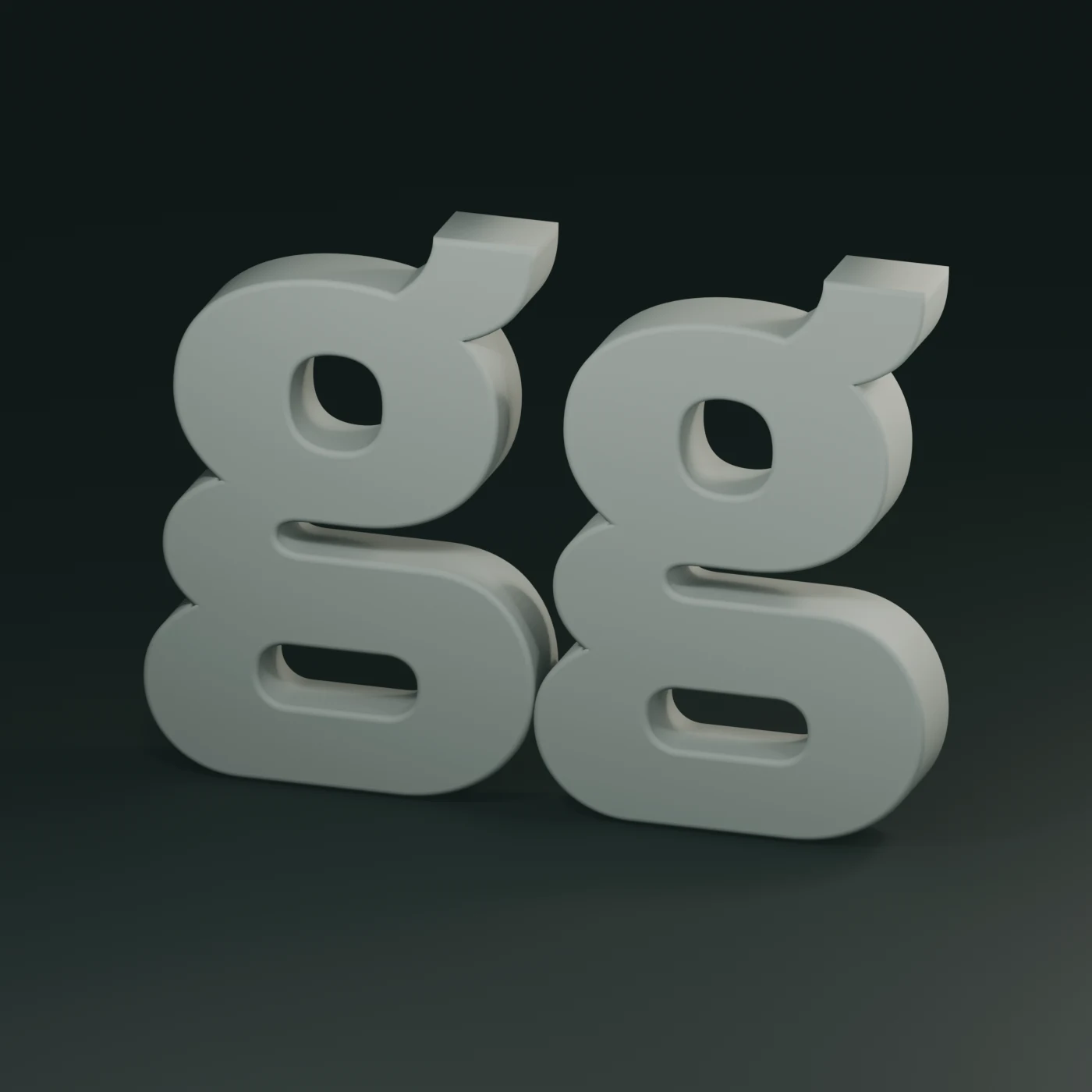 The GG as a grey clay form.